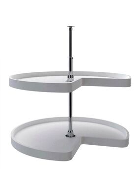 Rev-A-Shelf 32 Inch Lazy Susan Kidney Dual Shelf White Plastic 3472-32-11-52